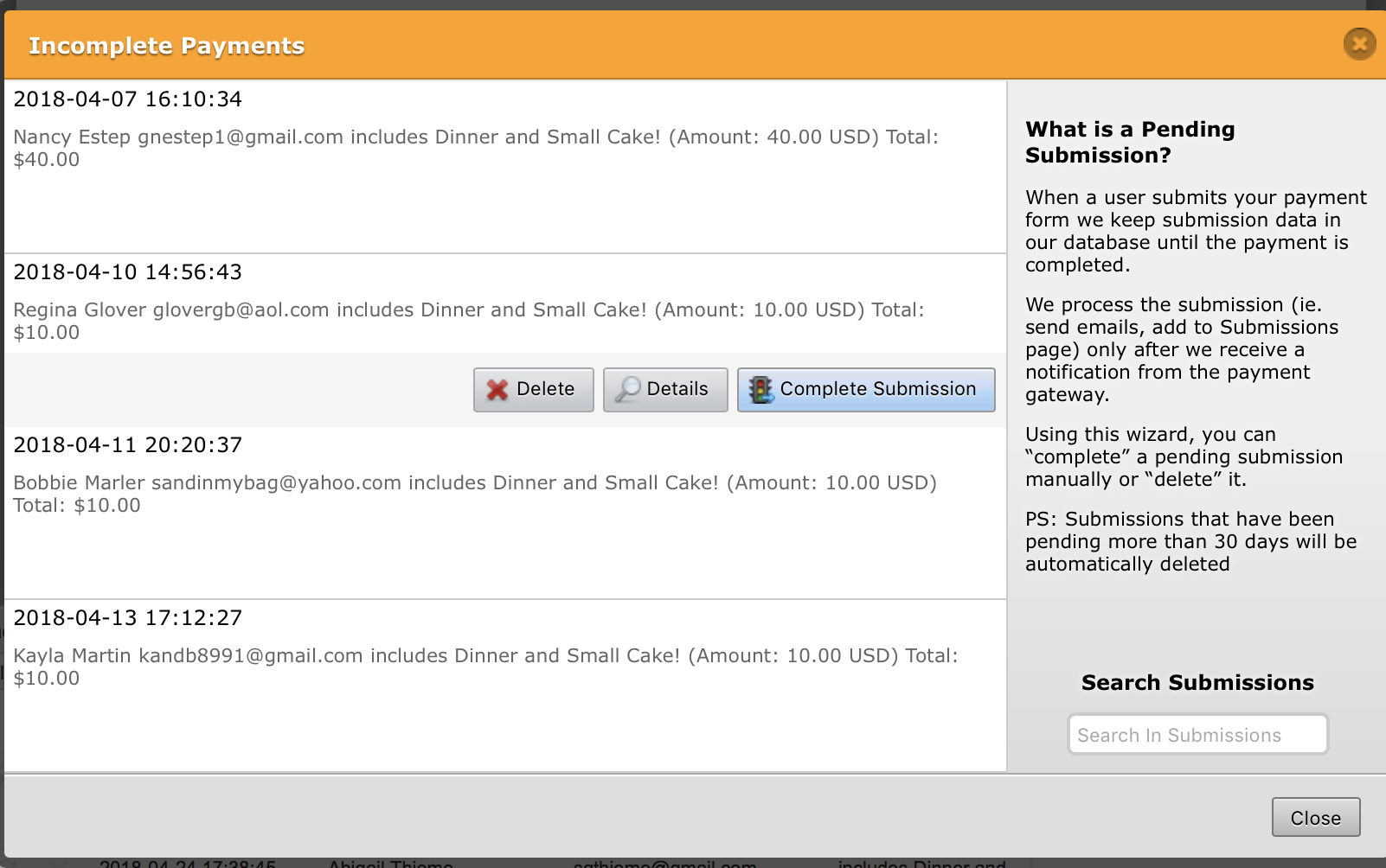 Does payment mean that a payment has not been placed?